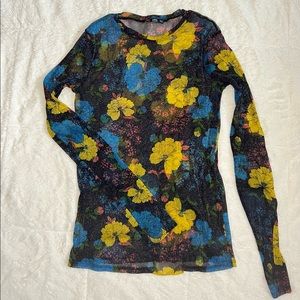 Zara Net Mesh Sheer Floral Top